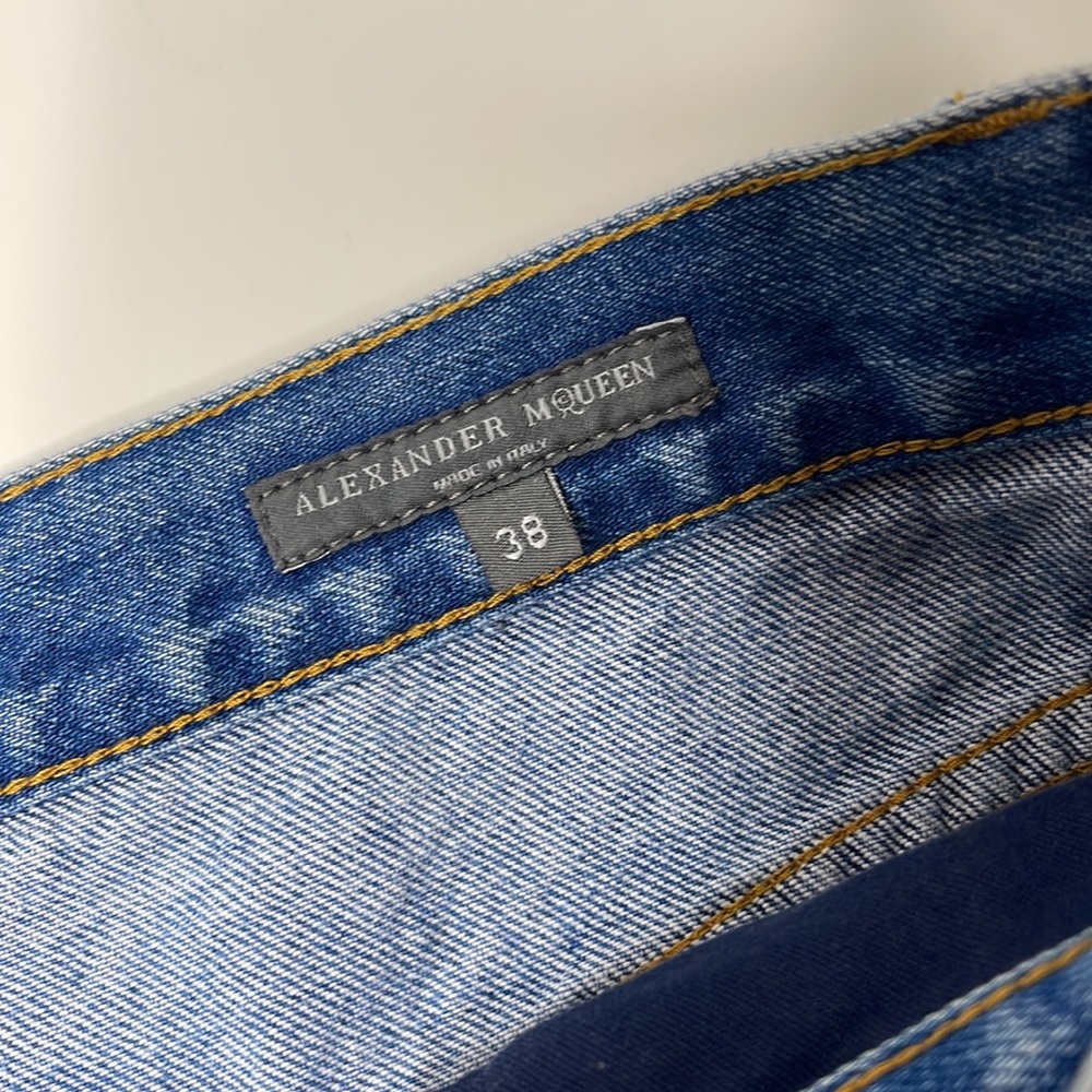 Alexander Mcqueen Obsessions Embroidered Denim Boyfriend Jeans - Picture 4 of 10